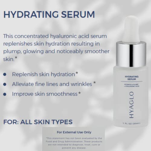 Hyaglo Cosmetic By Storonan Serum Serum | הידרציה של רקמות טבעיות לעור ללא קמטים ויציב | נטול אכזריות, נטול פרבן, טבעוני, לא GMO-1OZ.